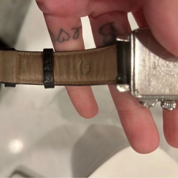 MICHELE Deco Stainless Diamond Watch With Addl Black Alligator Watch Band - Picture 11 of 14